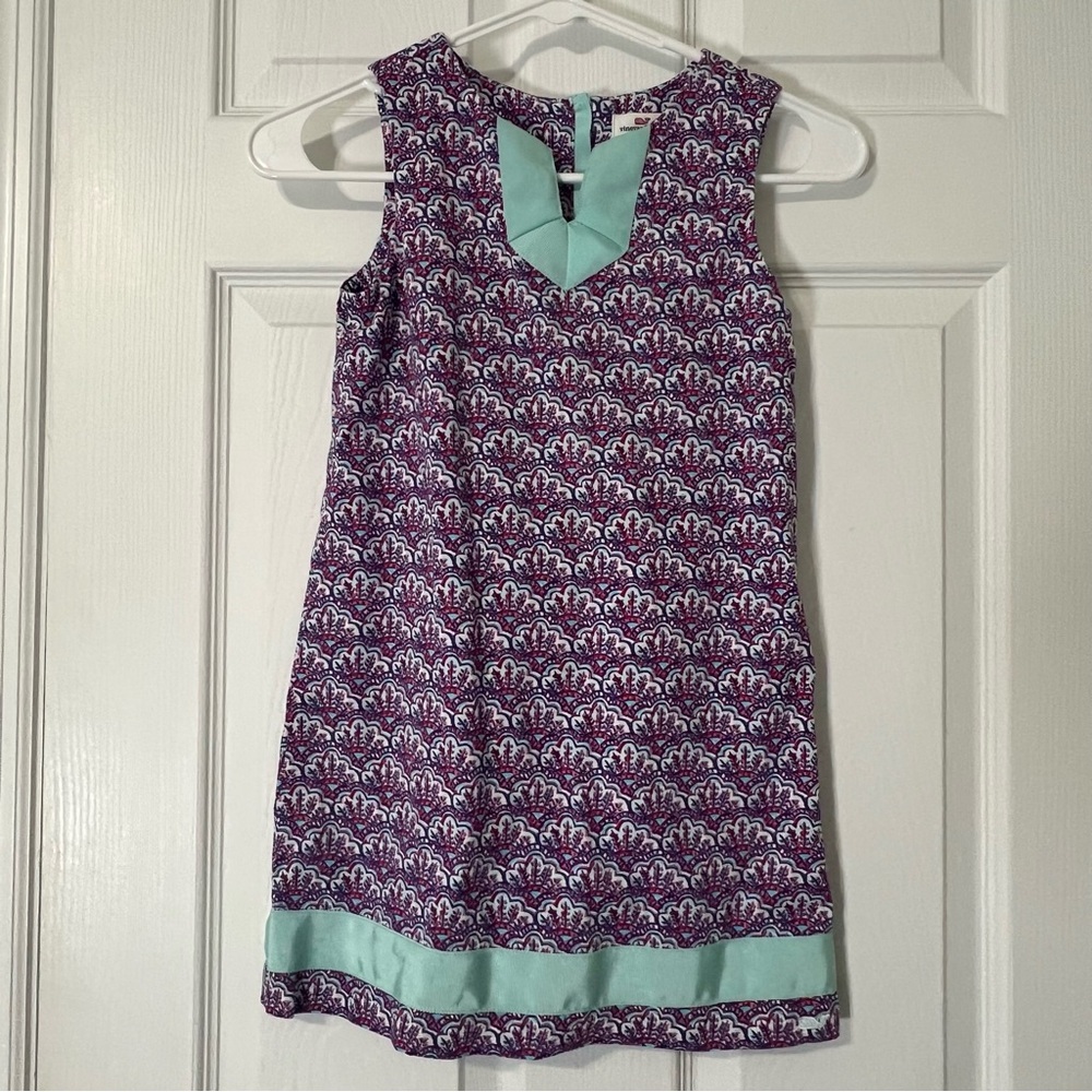 Vineyard Vines Girl’s Pink & Blue Tunic Scalloped Print Sleeveless Dress Size 7